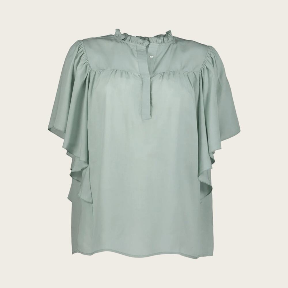 NWT | Bishop & Young | Camille Voile Blouse | Sea Glass | Small